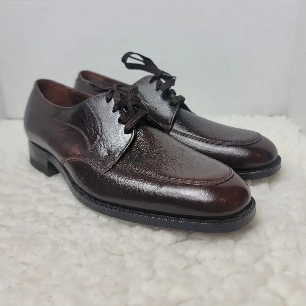 Vtg 80's Florsheim Mens Derby Shoes Size 7.5  Burgundy Leather Apron Toe 730314
